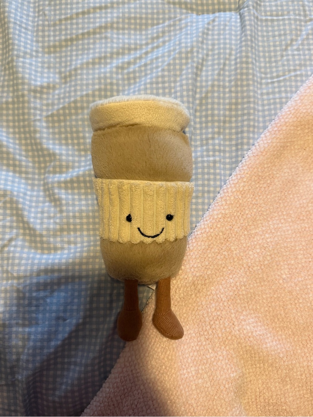 Jellycat Cream and Brown Plush Coffee Cup with Corduroy Legs